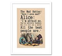 Wee Blue Coo Quote Carroll Book Alice Wonderland Mad Hatter Tea Party Framed Wall Art Print