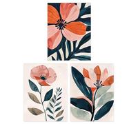 Wee Blue Coo Set of 3 Prints Poppy Flowers Floral Watercolour Living Room Poster Wall Art 12X16