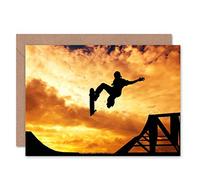 Wee Blue Coo Skateboard Ramp Sunset Photo Birthday Art Sealed Greeting Card Plus Envelope Blank inside Puesta de sol Fotografía