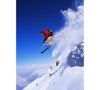 Wee Blue Coo Skier Ski Jumping Snow Sport Sky Art Print Poster Wall Decor 12X16 Inch