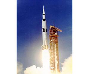 Wee Blue Coo Space Apollo 11 Launch Saturn V Rocket Blast Thrust Flame USA Art Print Poster Wall Decor 12X16 Inch