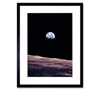 Wee Blue Coo Space Photo Planet Earth Lunar Surface Moon Cool USA Lámina Enmarcada 12 x 16 Pulgadas
