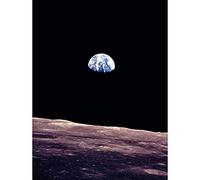 Wee Blue Coo Space Photo Planet Earth Lunar Surface Moon Landscape USA Art Print Poster Wall Decor 12X16 Inch