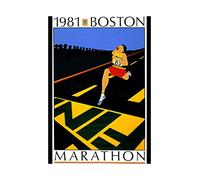 Wee Blue Coo Sport Ad Boston Marathon 1981 Race Run Finish Line Impresión del Arte 12 x 16 Pulgadas