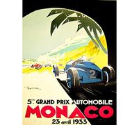 Wee Blue Coo Sport Advert Motor Race Grand Prix Monaco Monte Carlo Art Print Poster Wall Decor 12X16 Inch