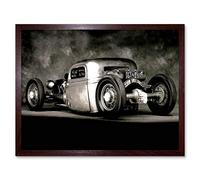 Wee Blue Coo Sport Car Automobile Graph Classic Hot Rod Art Print Framed Poster Wall Decor 12X16 Inch