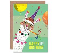 Wee Blue Coo Tarjeta de felicitación de cumpleaños número 11 con diseño de Llamas