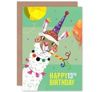 Wee Blue Coo Tarjeta de felicitación de cumpleaños número 13 con diseño de llamas