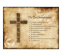 Wee Blue Coo Ten 10 Commandments Cross Christian Religious Quote Typography Art Print Poster Wall Decor 12X16 Inch