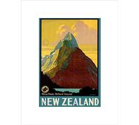 Wee Blue Coo Travel Mitre Peak Milford Sound New Zealand Lake Cloud Impresión del Arte 12 x 16 Pulgadas
