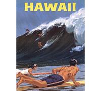 Wee Blue Coo Travel Tourism Hawaii USA Surf Ocean Wave Art Print Poster Wall Decor 12X16 Inch