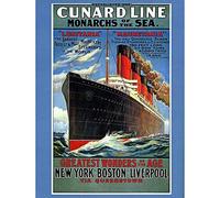 Wee Blue Coo Travel Transport Lusitania Mauretania Cruise Liner Ship Boat Art Print Poster Wall Decor 12X16 Inch