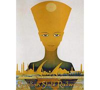 Wee Blue Coo Travel Tutankhamun Nefertiti Cairo Railway Egypt Vintage Advert Art Print Poster Wall Decor 12X16 Inch