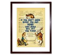 Wee Blue Coo UPCYCLE ALICE WONDERLAND QUOTE ANY ROAD FRAMED ART PRINT POSTER F97X12387 Decoración de la pared del cartel enmarcado impresión 9x7 pulgadas