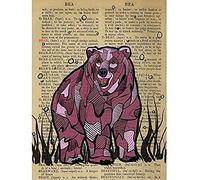 Wee Blue Coo Upcycle Dictionary Bear Unframed Art Print Poster Wall Decor 12x16 inch Oso Pster pared
