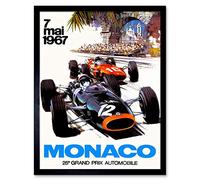 Wee Blue Coo Vintage Transport Monaco 25 Grand Prix Automobile 1967 Race Art Print Framed Poster Wall Decor 12X16 Inch