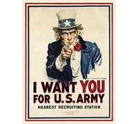 Wee Blue Coo War WWI USA Uncle Sam Want You Army Iconic Art Print Poster Wall Decor 12X16 Inch