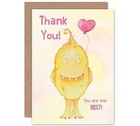 Wee Blue Coo Wee Wild Monsters Toby Thank You Best Heart Sealed Greeting Card Plus Envelope Blank inside Monstruo Corazn