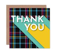 Wee Blue Coo Who Cares Scotland Thank You Tartan Typography Greeting Card With Envelope Inside Premium Quality Escocia Tartn Tipografa
