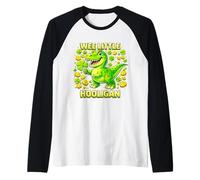 Wee Little Hooligan Irish Dino Shamrock St Patricks Day Camiseta Manga Raglan