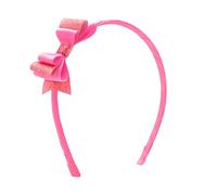 Wee Ones Diadema envuelta a juego de vinilo con purpurina y moño de grogrén para niñas, talla única, color rosa intenso