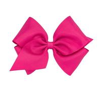 Wee Ones Lazo clásico para el pelo de grogrén para niñas con centro liso en una pinza WeeStay, hecho a mano, lazo tamaño mini king, rosa impactante
