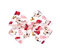 Wee Ones Lazos para el pelo de grogrén con temática de cosecha y granja para niñas pequeñas en estampados de otoño o bordado de punto de luna en clip antideslizante WeeStay, tamaño King, multicolor