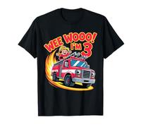 Wee Woo 3rd Bday Fire Truck Boy I’m 3 Firefighter Birthday Camiseta