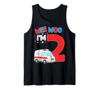 Wee Woo I Am 2 Años Edad 2 Niños Cumpleaños Camiseta sin Mangas