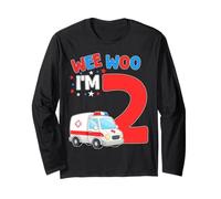 Wee Woo I Am 2 Años Edad 2 Niños Cumpleaños Manga Larga