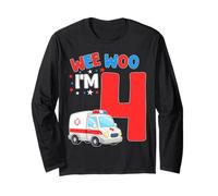 Wee Woo I Am 4 Años Edad 4 Niños Cumpleaños Manga Larga