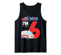 Wee Woo I Am 6 Años Edad 6 Niños Cumpleaños Camiseta sin Mangas