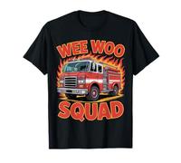 Wee Woo Squad Funny Fire Truck Cartoon Flame Emergency Fun Camiseta