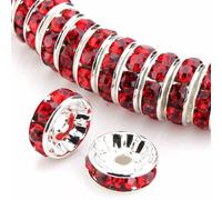 Weebee - 100 cuentas espaciadoras redondas de cristal, chapadas en plata, con diamantes de imitaci n checos, sueltas, para hacer joyas, pulseras