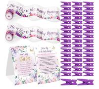 Weecent Butterfly Shower Games Sign How Big Is the Mommy's Tummy and Don't Say Baby, 2 Rollos De Medida Abdomen Y 50 Mini Pinzas Para La Ropa, Decoraciones Mariposa, Suministros Para, Baby
