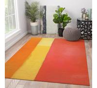 WEECHAINGE 180x270cm Alfombras grafitis geométricas Bloques Abstractos Color alfombras Lavables Alfombra degradadas Naranja con Respaldo Antideslizante para Dormitorio Hotel Granja