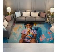 WEECHAINGE Alfombra 100x150cm de Arte Grafiti salón Chicas Monas Helado Alfombrilla Divertida Urbano Tapete Suave Pelo bajo a máquina Lavable Antideslizante fácil Limpiar para el