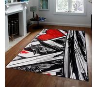 WEECHAINGE Alfombra 100x150cm Shabby Chic Graffiti Alfombrilla abstractas en Forma de corazón Color Rojo Blanco y Negro para salón moqueta Pelo bajo Que no muda Comedor Oficina casa Dormitorio la del
