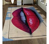 WEECHAINGE Alfombra 120x150cm de Labios para Mujer Impresa en 3D Alfombrilla Grafiti salón Tapete Decorativas Creativas y Modernas Antideslizante Puerta Lavable Pelo bajo Interior decoración del