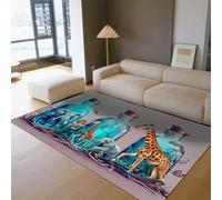 WEECHAINGE Alfombra 120x180cm Estilo Fantasy ilustración Visual Alfombrilla guardería Botella de Cristal Jirafa Elefante Escena sueños Tapete Suave y acogedora con Respaldo Antideslizante para Porche