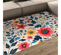 WEECHAINGE Alfombra 120x180cm Floral Vintage Alfombrilla de Zona para salón Tapete Grandes Estilo Bohemio Tradicional Multicolor Dormitorio Fácil cuidar Esterilla Lavable Mofeta Antideslizante en la