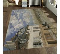 WEECHAINGE Alfombra 120x180cm Pinturas Famosas el Barco en la inundación Estampado Zona Alfombrilla patrón clásico de Arte Tapete para Dormitorio Cocina Antideslizante a máquina Grande salón