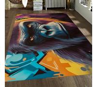 WEECHAINGE Alfombra 140x200cm Estilo Anime para Pasillo Área de Animales Animados con gorilas Alfombrilla 3D patrón Salvajes Máquina Tapete Blanda Felpudo Suave y Acogedor Plegable Respaldo el