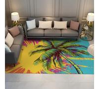 WEECHAINGE Alfombra 160x200cm Tropicales Salón Alfombrilla de Palmera Colorido Pop Art Grafiti para Dormitorio Tapete Grande Suave y Antideslizante Lavable balcón Sala Juegos Patio Decoración en