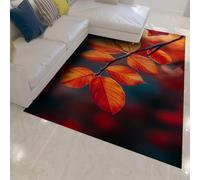 WEECHAINGE Alfombra 160x230cm Antideslizantes Salón Hojas Rojas realistas Alfombrilla Silhouette borrosa Decoración de la Tapete Arte Natural Moderna Lavable y Suave Plegable para Dormitorio Comedor