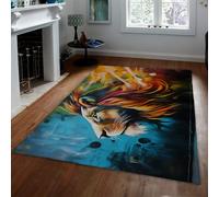 WEECHAINGE Alfombra 160x230cm león para guardería Alfombrilla Animales Salvajes con grafitis Coloridos Dormitorio salón Tapete Grandes Blandas Antideslizantes y fantasías Estampados Abstractos del