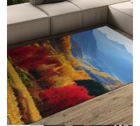 WEECHAINGE Alfombra 180x240cm Autumn Forest Fondo Antideslizante de Pelo Corto Alfombrilla Lavable para salón Oficina Paisajes Exteriores montaña Felpudo otoño Tapete Suaves y sin caída a la