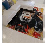 WEECHAINGE Alfombra 180x240cm de Arte Graffiti Funny Gorilla 3D impresión Alfombrilla Suelo Retrato Animales callejeros Tapete Lavables Felpudos Abstractos Retro y Suaves Antideslizantes para Entrada