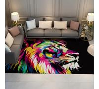 WEECHAINGE Alfombra 200x300cm Antideslizante Lavable Fantásimos grafitis de Animales Alfombrilla león para salón y Dormitorio Tapete Ultra Suave Pelo bajo niños Negros Cocina Decoración Oficina