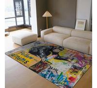 WEECHAINGE Alfombra 200x300cm Colorida Estilo Callejero con Grafiti Frases Inspiradoras de moqueta Alfombrilla Antideslizante para Zonas Interior Resistentes a Manchas sofá Dormitorio salón del